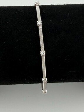 Affinity Diamonds .25 cttw Textured Station Bangle 14k white gold LARGE